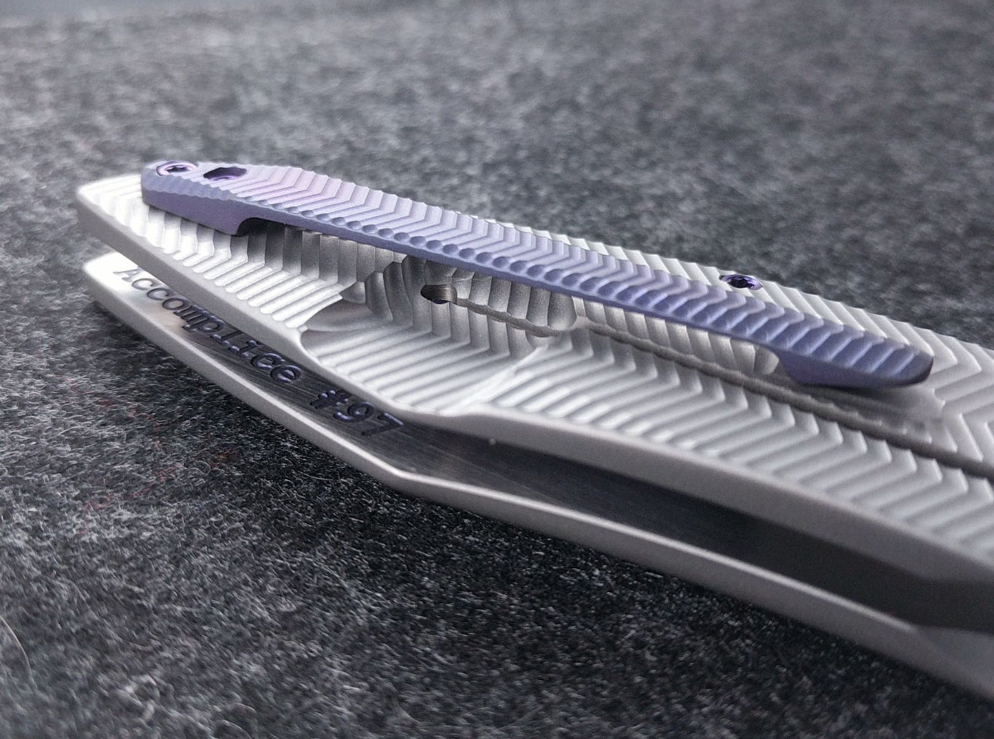 Accomplice Frame Lock<br>Purple- 3D Machined Discs<br>Backspacer