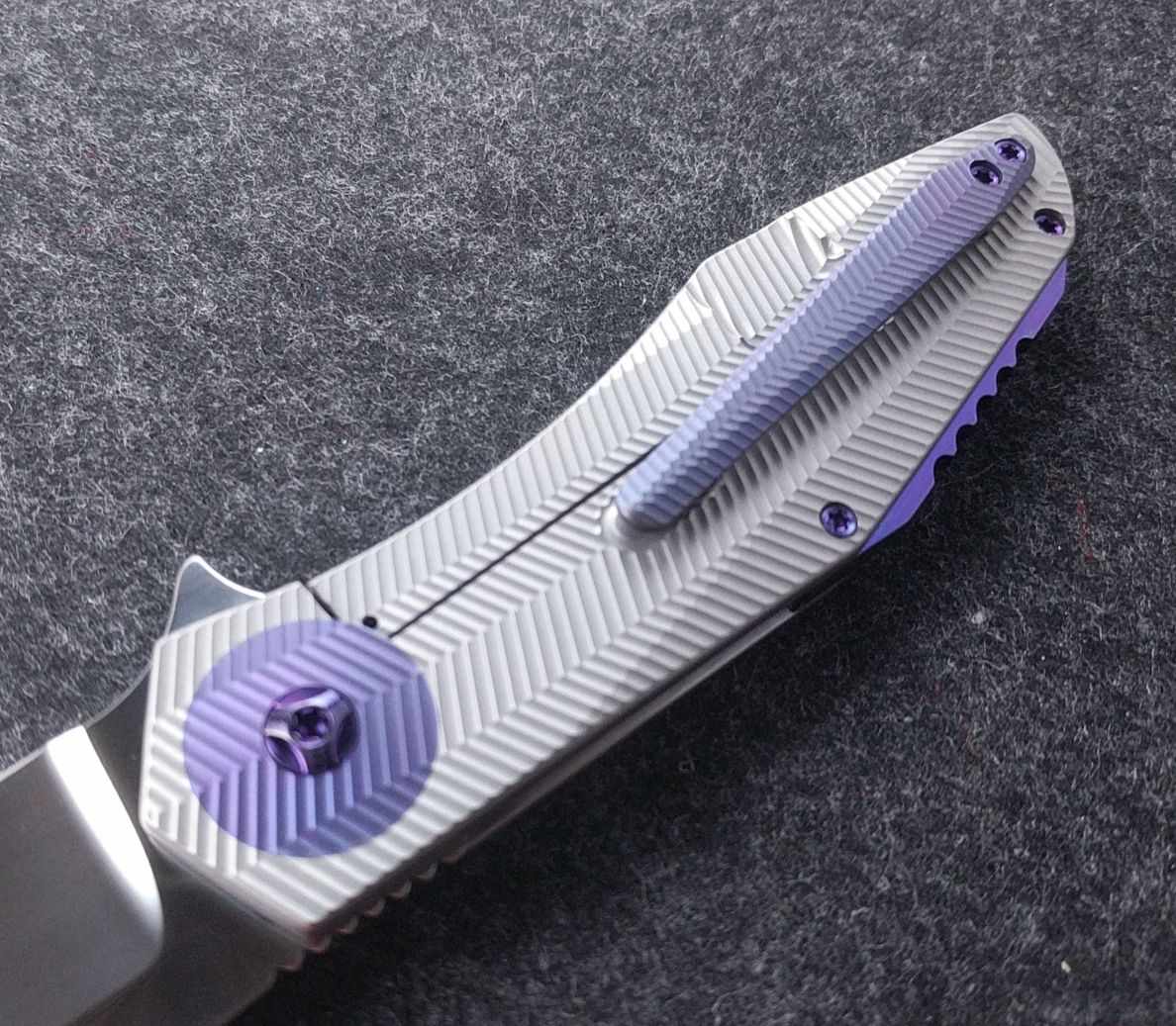 Accomplice Frame Lock<br>Purple- 3D Machined Discs<br>Backspacer