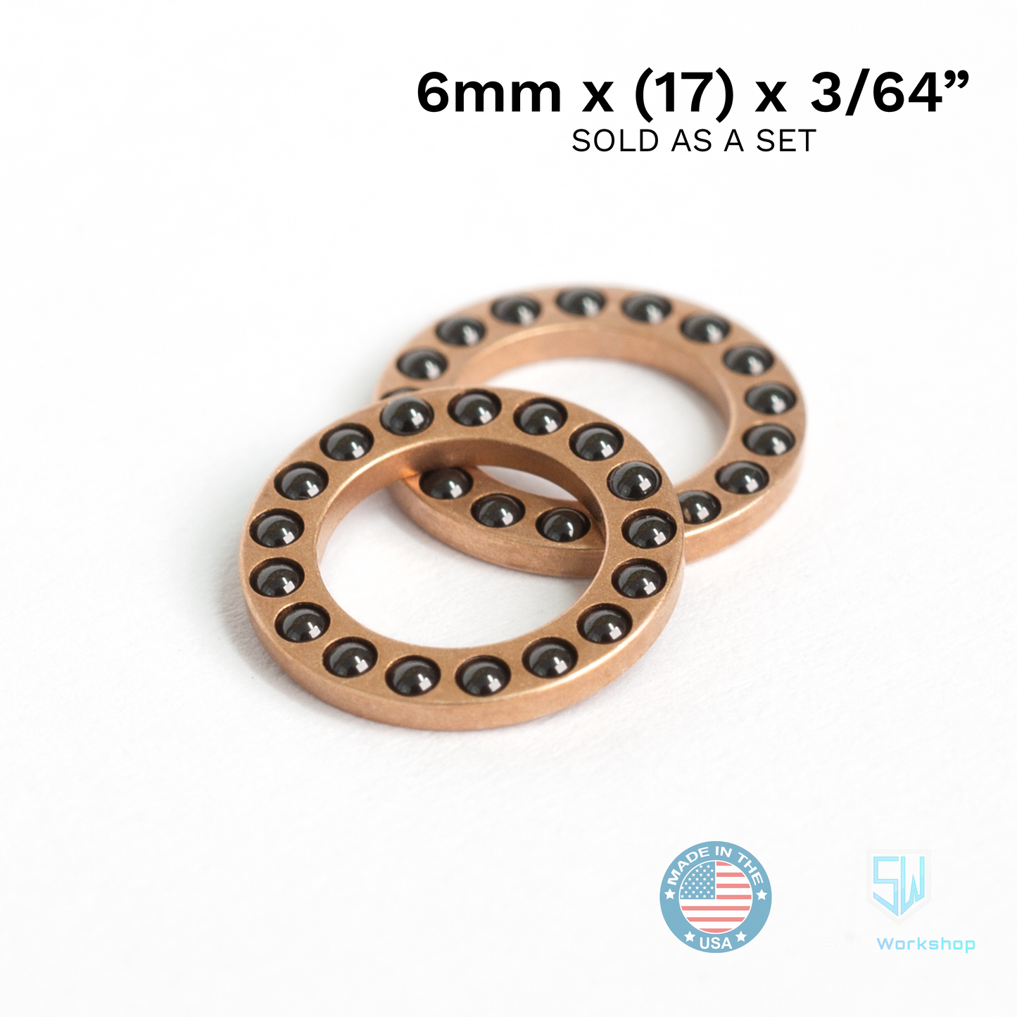 Cage Bearings - Pivot: 6mm Ceramic Bearings: 3/64" (17 ball)